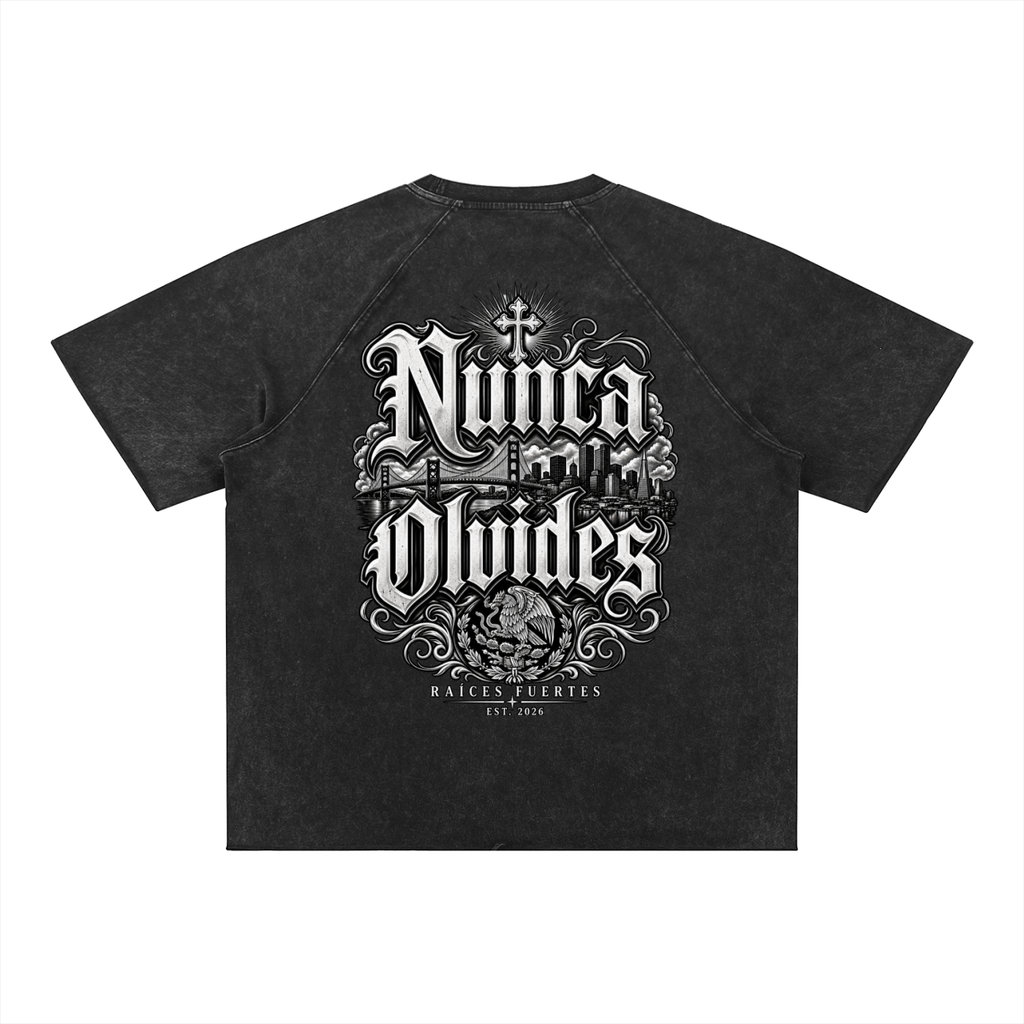 Nunca Olvides Mineral Wash Raw Edge T-Shirt