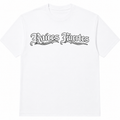 White t-shirt with 'Raices Fuertes' text on a white background with a black outline.